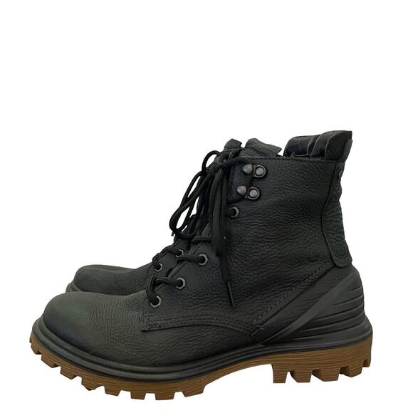 ECCO Womens Tred Tray Leather Lace Up Combat Boots US 10 EU 41 Black Comfort - Picture 1 of 11